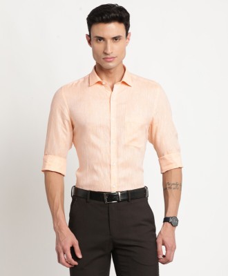 TURTLE Men Self Design Formal Pink Shirt