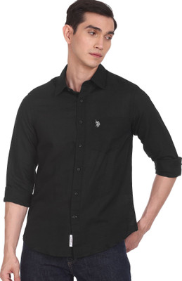 U.S. POLO ASSN. Men Solid Casual Black Shirt