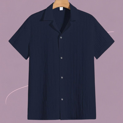 Nita creation Men Self Design Formal Black Shirt