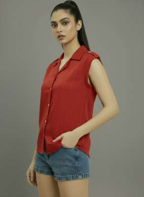 firequeen Women Solid Casual Red Shirt