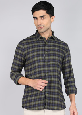 KILLER Men Checkered Casual Dark Green Shirt