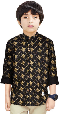 The Crane Boys Printed Casual Gold, Black Shirt