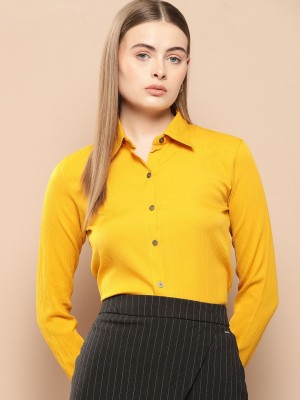 CHEMISTRY Women Solid Casual Yellow Shirt