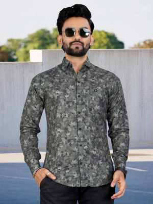 ALVIN ENTERPRISE Men Printed Casual Dark Green Shirt