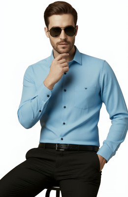 NAMORA Men Solid Casual Blue Shirt