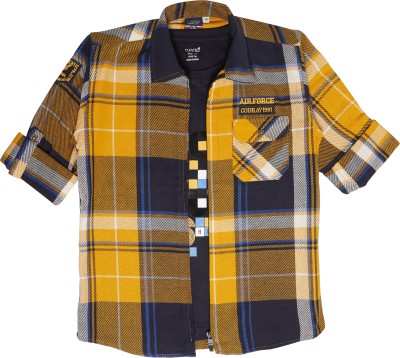 CAVIO Boys Checkered Casual Gold Shirt(Pack of 2)