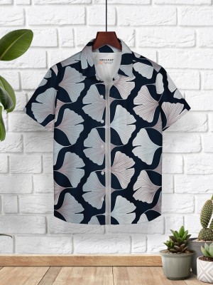 Hellcat Boys Floral Print Casual Dark Blue Shirt