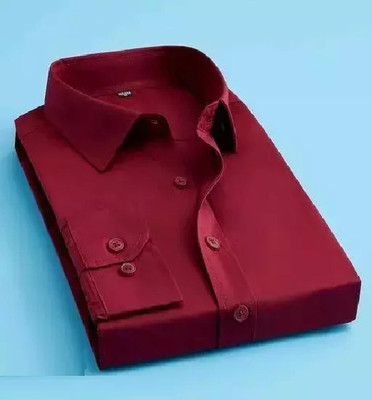CHEAPSHIRTS Men Solid Formal Maroon Shirt