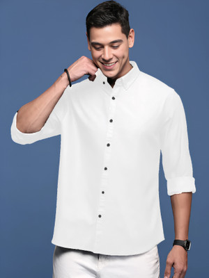 perfect n prime Men Solid Casual White Shirt