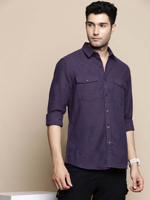 INVICTUS Men Solid Casual Purple Shirt