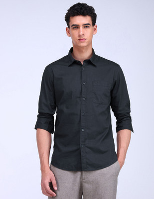 FLYING MACHINE Men Solid Casual Blue Shirt