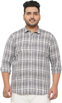 JOHN PRIDE Men Checkered Casual Grey Shirt