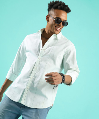 CAMPUS SUTRA Men Striped Casual White Shirt