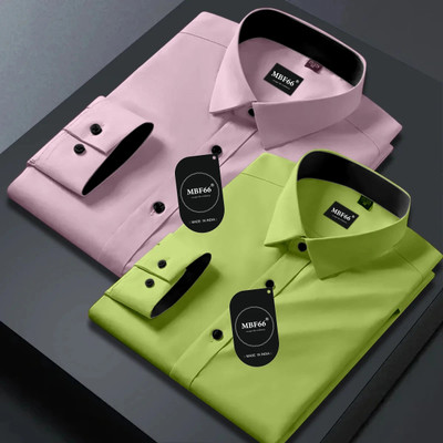 MBF66 Men Solid Casual Multicolor Shirt(Pack of 2)