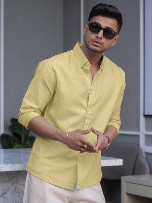 Yanthi Trend Men Self Design Casual Yellow Shirt