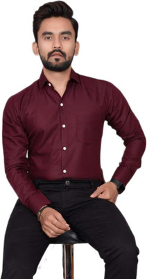 IMPRESIO Men Solid Casual Purple Shirt