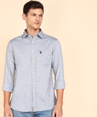 U.S. POLO ASSN. Men Solid Casual Grey Shirt