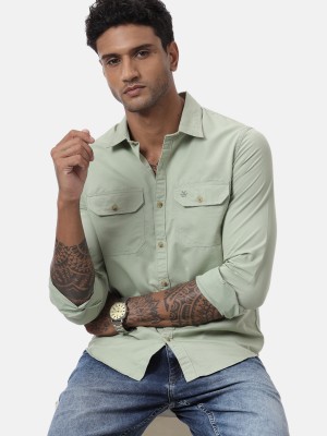 WROGN Men Solid Casual Light Green Shirt