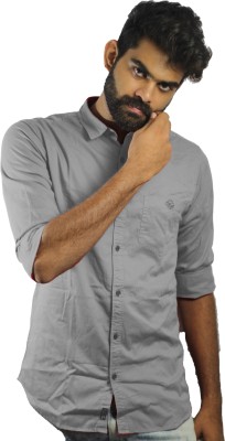Indi Hemp Men Solid Casual Grey Shirt