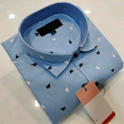 TANISHA FASHION Men Printed Casual Light Blue Shirt