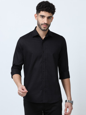 JessNX Men Solid Casual Black Shirt