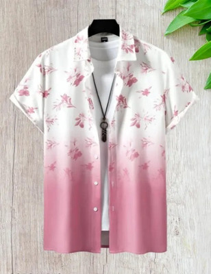 Varni Creation Men Printed Casual Pink Shirt