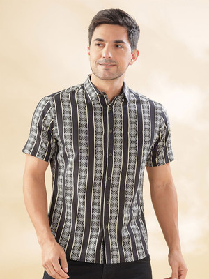 ANOUK Men Geometric Print Casual Black Shirt