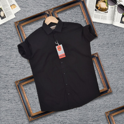 Pactimo Men Solid Casual Black Shirt