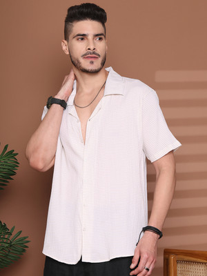 METRONAUT Men Self Design Casual Yellow Shirt