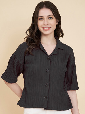 Dressberry Women Solid Casual Black Shirt