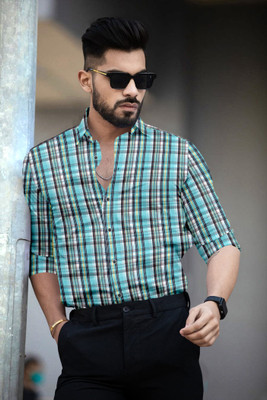 TryTheTrend Men Printed Casual Light Blue Shirt
