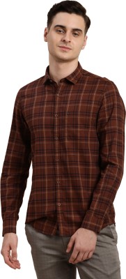 TURTLE Men Checkered Casual Brown Shirt