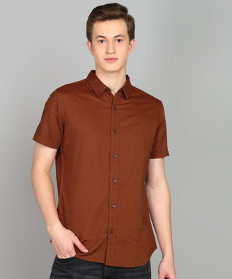 United Colors of Benetton Men Solid Casual Orange Shirt