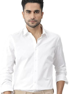 Maa Nav Creation Men Solid Formal White Shirt