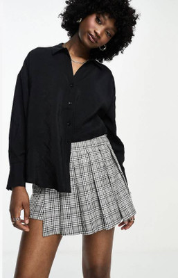 Fab Star Women Solid Casual Black Shirt