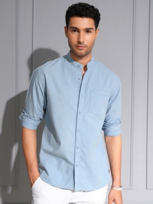 LOCOMOTIVE Men Solid Casual Blue Shirt