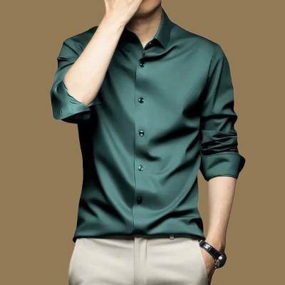 SATADHAR ENTERPRISE Men Solid Formal Green Shirt