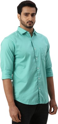 PARK AVENUE Men Solid Casual Green Shirt