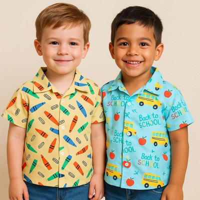 SHVFashion Boys Printed Casual Multicolor Shirt(Pack of 2)
