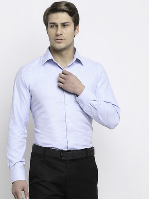 CANTABIL Men Self Design Formal Light Blue Shirt