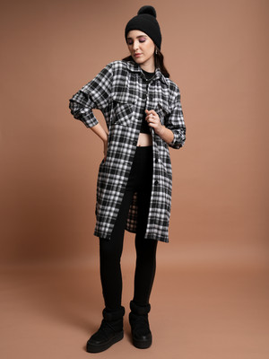 Tokyo Talkies Women Checkered Casual Black, White Shirt