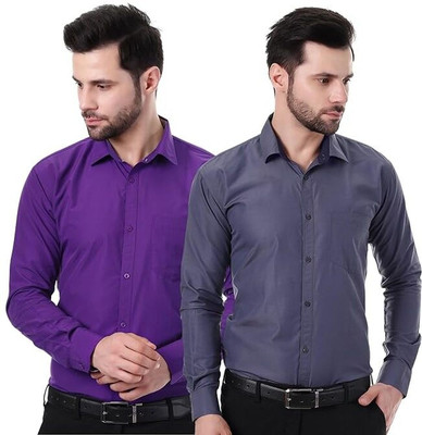 XJARVIS Men Solid Formal Multicolor Shirt(Pack of 2)