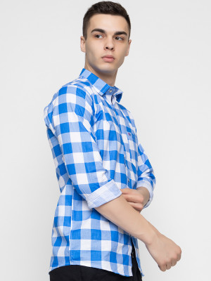 Etnic Trendz Men Checkered Casual Blue Shirt