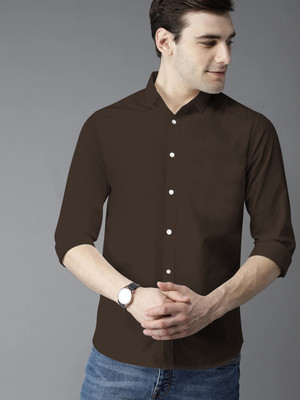 HEMAS LIFESTYLE Men Solid Casual Brown Shirt