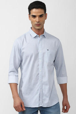 PETER ENGLAND Men Checkered Casual Blue Shirt