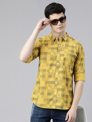 METRONAUT Men Printed Casual Yellow Shirt