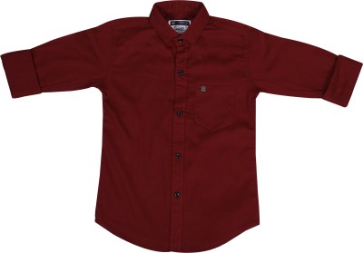 SKY PEARL Boys Solid Casual Maroon Shirt