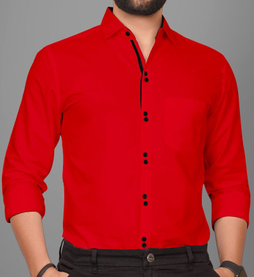 GLOBAL NOMAD Men Solid Casual Red Shirt