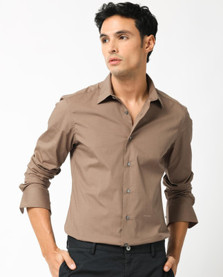 RARE RABBIT Men Solid Casual Brown Shirt