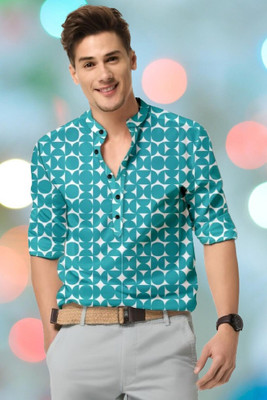 StellLIFEsTYLE Men Printed Casual Light Blue Shirt